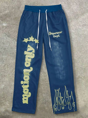 Pantalones deportivos casuales con bolsillos y estampado de letras y lazo delantero para hombre de Manfinity Streetrush, para uso diario, para fiestas