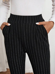 Pantalones de vestir ajustados informales con bolsillos y rayas negras para mujer de EMERY ROSE, pantalones de otoño