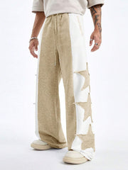 Pantalones deportivos largos, holgados y de pierna ancha con parches de doble estrella para hombre de AXEPEAK