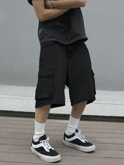 Manfinity EMRG Men's Straight Leg Casual Loose Fit Denim Shorts Jorts, Fashionable Streetwear