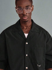 Camisa SUMWON moderna con botones y estampado de mensaje de estilo de vida, estilo urbano, informal, de manga corta, estilo urbano contemporáneo, para verano y otoño.