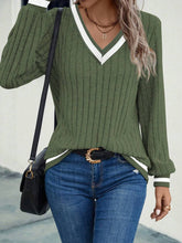 LUNE - Sudadera informal de cuello en V con diseño de patchwork de color liso para mujer, ideal para graduaciones y regreso a clases.