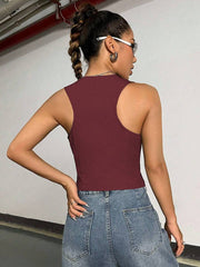 StreetHx 1pc Women's Solid V-Neck Front Button Sleeveless Thin Blazer Jacket