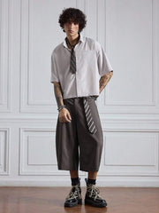 ROMWE MEN Pantalones casuales de estilo universitario holgados de color liso para hombre, de longitud 78