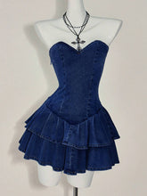 Vestido tubo vaquero con volantes en el bajo para mujer de ICON