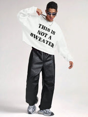 AXEPEAK Men's Loose Cropped Long Sleeve Pullover Sweatshirt