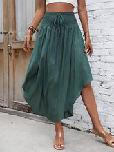 Breezaya Solid Drawstring Waist Curved Hem Skirt Maxi Vacation Beach Outfits Women