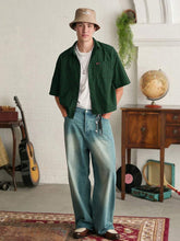 Camisa holgada de manga corta a cuadros para hombre de SWAVVY, corte cuadrado, Y2K