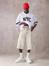 SUMWON Premium Vintage Style Denim Culottes Wide Leg Side Stripe Loose Fit Skater Shorts Urban Streetwear Baggy Fashion Summer Light Color Basketball Casual