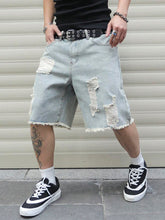 Manfinity EMRG Men's Pocket Distressed Frayed Edge Casual Denim Shorts Jorts