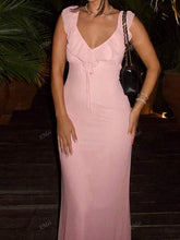 Vestido minimalista sexy con volantes y cordones, ajustado y elástico.