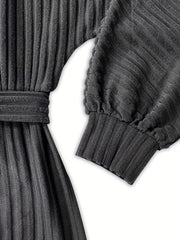 Vestido de una pieza informal, cómodo y de longitud media con cinturón ancho, estilo primavera-otoño de TECCULI, adecuado para uso diario, vida en casa, salidas y ocasiones especiales como viajes.