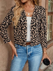TECCULI EMERY ROSE Women's Casual Leopard Pattern Button-Up Cardigan Sweater, Autumn,Long Sleeve Tops