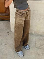 TECCULI High-waisted Wide-leg Denim Jeans (washed)