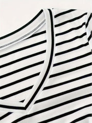 TECCULI Frenchy Striped Print Button Detail Tee