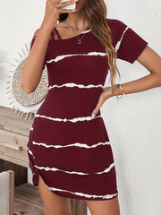 TECCULI LUNE Women's Casual Asymmetric Neck Pleated Dress