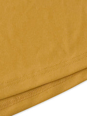 Vestido corto informal de punto amarillo TECCULI EZwear para mujer, con cuello cuadrado y manga corta