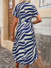 TECCULI Tall New Spring/Summer Fashion Casual Vacation Bamboo Pattern Retro Leopard Print Chic Women Mid-Length Dress