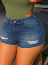 TECCULI SXY Plus Size High Elasticity Mid Rise Sexy Folded Hem Denim Shorts