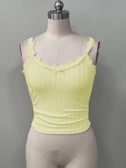 TECCULI MOD Cute Light Blue Cami Top With Pleated Lace Patchwork Bow, Singlet, Light Blue Tank Top, Fall, Bow Top, Cute School Top, Back To School Top