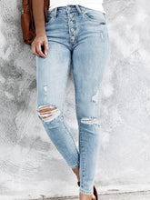 TECCULI Women's Solid Color Minimalist Distressed Skinny Jeans, Daily Wear