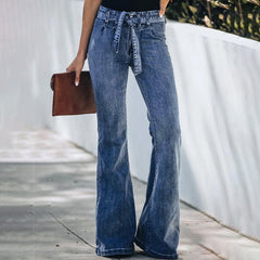 TECCULI Retro Wide-Leg Jeans For Women's Spring And Autumn 2025 New High-Waisted Straight-Leg Micro-Flared Long Pants