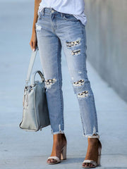 TECCULI Women's Tapered Mom Jeans | 4-Way Stretch Distressed Denim, Slimming High Waist Daily Long Pants