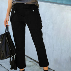 TECCULI Lumivelle Women's Woven Stretchy Fabric Pants With Real Pockets & Metal Buttons, Elegant Sexy Office & Casual, Slim Fit Trousers For Spring/Summer/Autumn