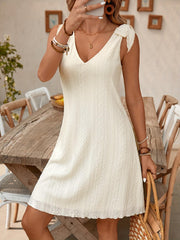 TECCULI New Elegant And Simple Casual Vacation Dress with Loose Shoulder Straps And a Bow Tie, Perfect for Shopping And Commuting.