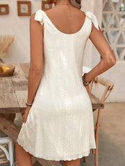 TECCULI New Elegant And Simple Casual Vacation Dress with Loose Shoulder Straps And a Bow Tie, Perfect for Shopping And Commuting.