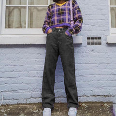 TECCULI EZwear Women's Solid Color Straight Loose Casual Pants For Daily Commute