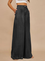 TECCULI Women's Casual Commuting Lightweight Draping Loose Wide-Leg Jeans