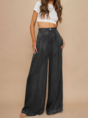 TECCULI Women's Casual Commuting Lightweight Draping Loose Wide-Leg Jeans