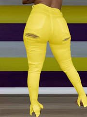 TECCULI Slaydiva Women's Distressed Split Hem Skinny Fit Jeans