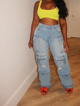 TECCULI Y2K Streetwear Multi-Pocket Cotton Straight Leg Heavy Industry Cargo Jeans Loose Wide-Leg Denim Pants Music Festival