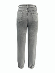 TECCULI Flap Pocket Side Cargo Denim Jeans Simple Fashionable Daily Casual