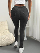 TECCULI Women's Casual Solid Color Distressed Skinny Jeans