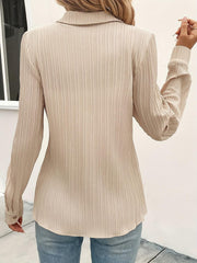 TECCULI Clasi Solid Button Front Shirt,Long Sleeve Tops
