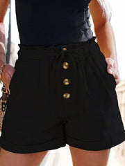 TECCULI Casual Elastic Waistband Lace Trim Shorts