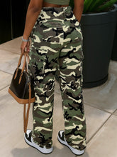 TECCULI ICON Women's Cargo Pocket Camouflage Wide Leg Casual Jeans