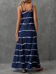 TECCULI EMERY ROSE Vestido largo informal de punto elástico a rayas con efecto tie-dye para mujer, primavera y verano