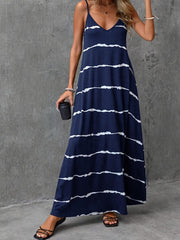 TECCULI EMERY ROSE Vestido largo informal de punto elástico a rayas con efecto tie-dye para mujer, primavera y verano