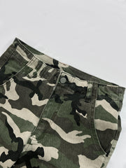 TECCULI ICON Women's Cargo Pocket Camouflage Wide Leg Casual Jeans