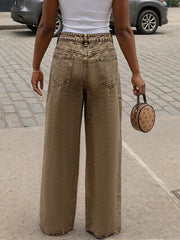 TECCULI High-waisted Wide-leg Denim Jeans (washed)