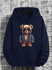 Sudadera térmica con capucha y cordón ajustable con bolsillo tipo canguro y estampado de oso Manfinity Dauomo para hombre