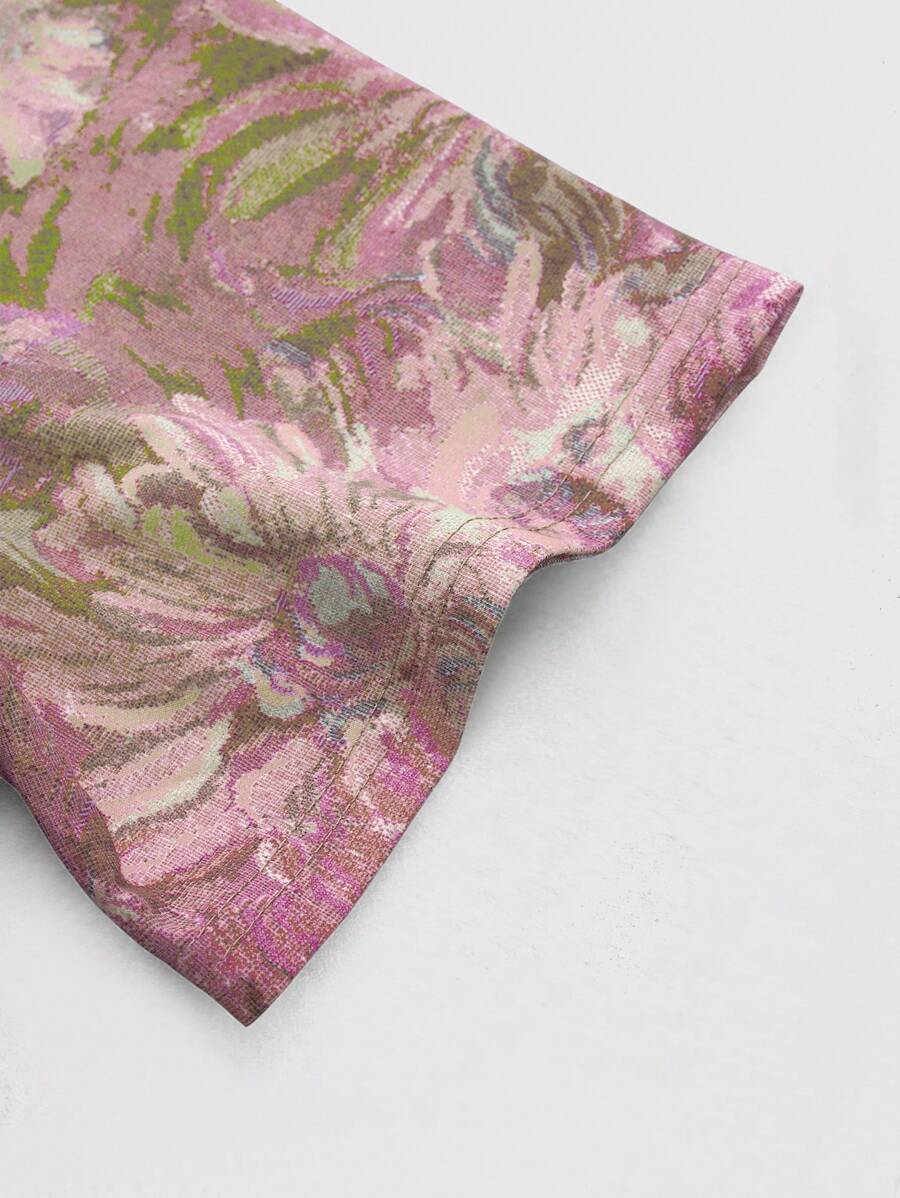 Camisa holgada de manga corta con estampado floral de jacquard de verano para hombre de Manfinity Streetrush