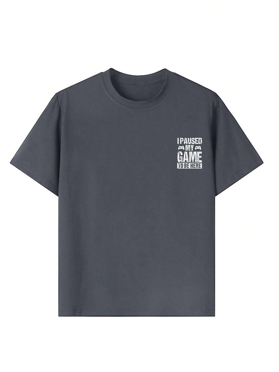 Camiseta informal de verano con cuello redondo y manga corta con estampado gráfico para niño preadolescente