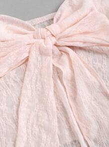 Sweetra - Top corto de verano para mujer con cuello halter y lazo frontal liso, estilo Y2K