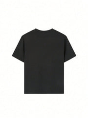Camiseta informal de manga corta con cuello redondo y estampado de texto en inglés para niño preadolescente, color negro, para verano