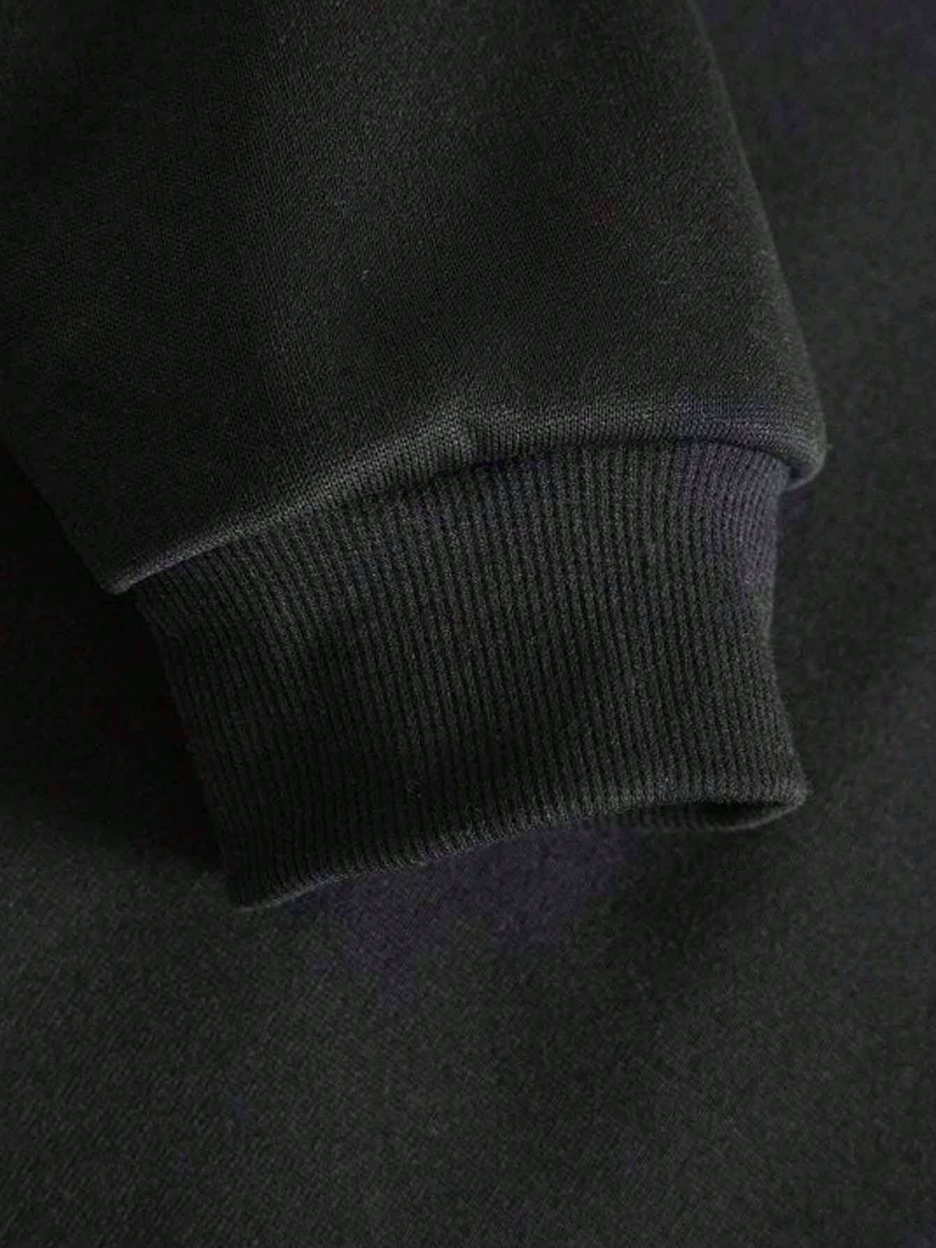 Sudadera con capucha y bolsillo con estampado de letras para hombre, informal, de manga larga y cordón, para otoño e invierno.